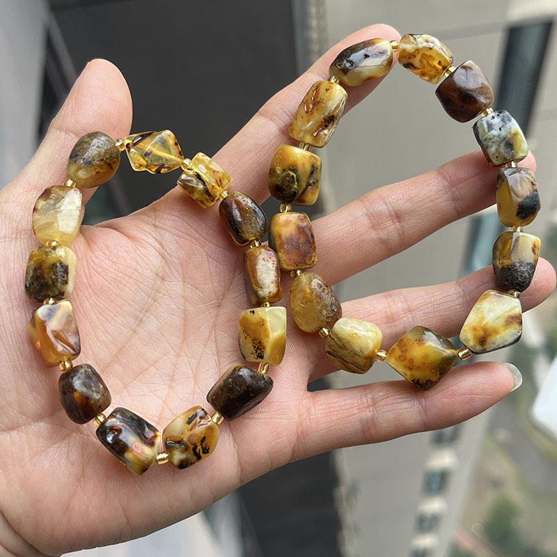 100% 진짜 앰버 팔찌 유니섹스 유니크 수제 식물성  - Gemstone Bracelet Healing 리뷰 및 가격
