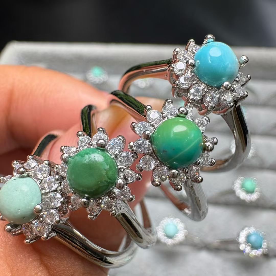 1Pc Fengbaowu 천연 청록색 반지 4MM 라운 - Turquoise Stone Ring 리뷰 및 가격