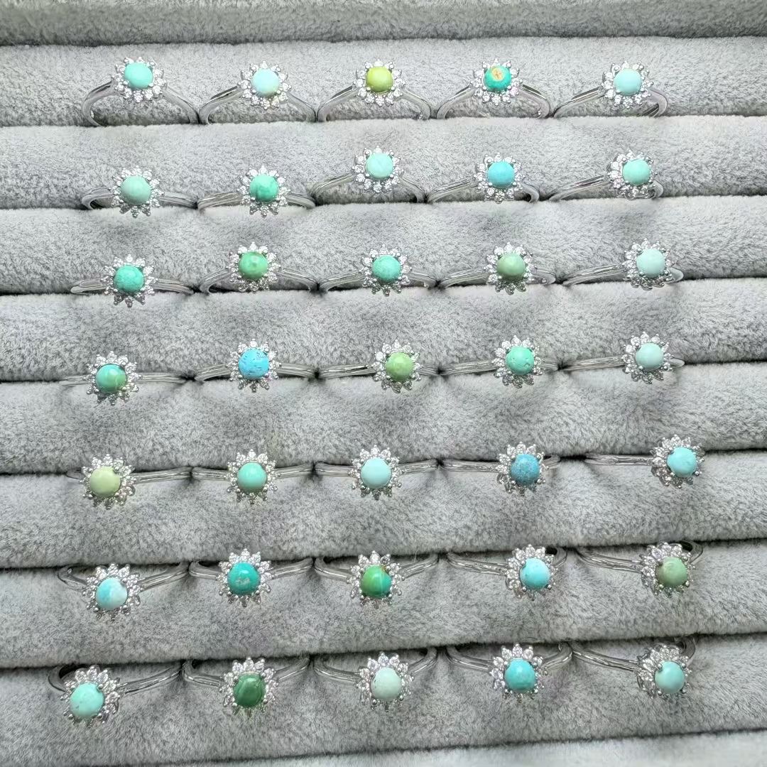 1Pc Fengbaowu 천연 청록색 반지 4MM 라운 - Turquoise Stone Ring 리뷰 및 가격