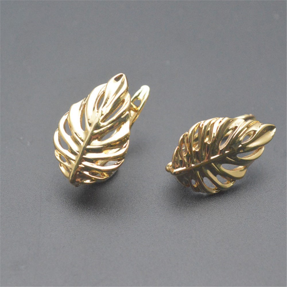 1/2개 18K 금도금 황동 잎 모양 속이 빈 패션 귀 - Hoop Earrings 리뷰 및 가격