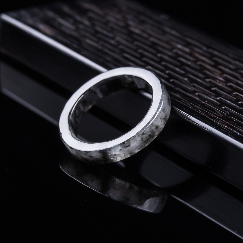 천연 A급 버마산, 블랙 제이디트 아이스 타입 반지,  - Jewelry & Watches Spółka Z Ograniczoną Odpowiedzialnością Sp Z Oo 리뷰 및 가격