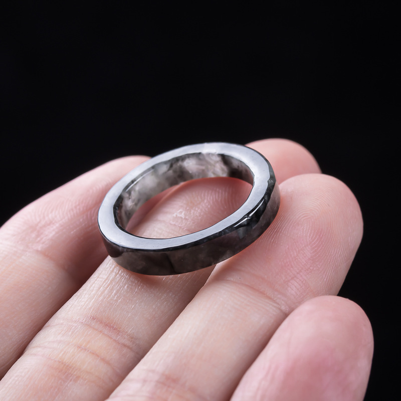 천연 A급 버마산, 블랙 제이디트 아이스 타입 반지,  - Jewelry & Watches Spółka Z Ograniczoną Odpowiedzialnością Sp Z Oo 리뷰 및 가격