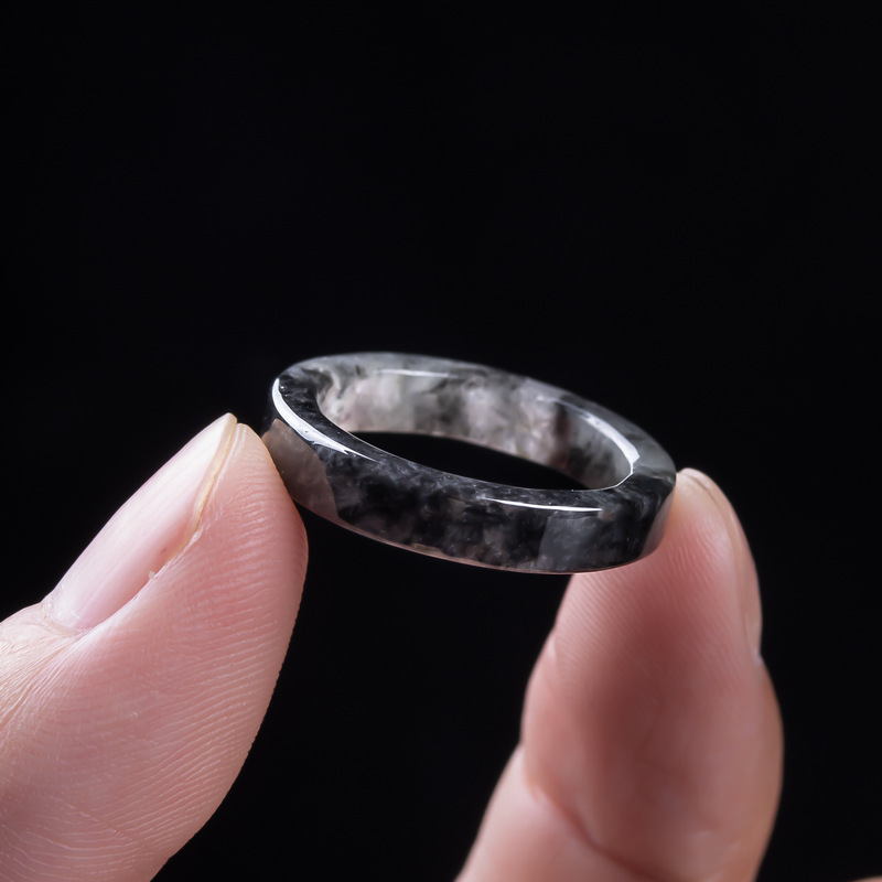 천연 A급 버마산, 블랙 제이디트 아이스 타입 반지,  - Jewelry & Watches Spółka Z Ograniczoną Odpowiedzialnością Sp Z Oo 리뷰 및 가격
