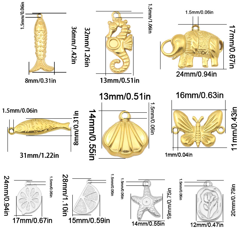 2개입 금색 해마 조개 불가사리 나비 스테인리스 펜던트 - Butterfly Pendant Necklace 리뷰 및 가격