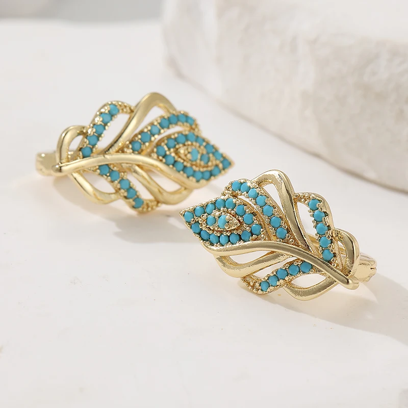 창의적인 잎 모양의 후프 귀걸이 금도금 청록색 브릴리언 - Turquoise Stone Ring 리뷰 및 가격